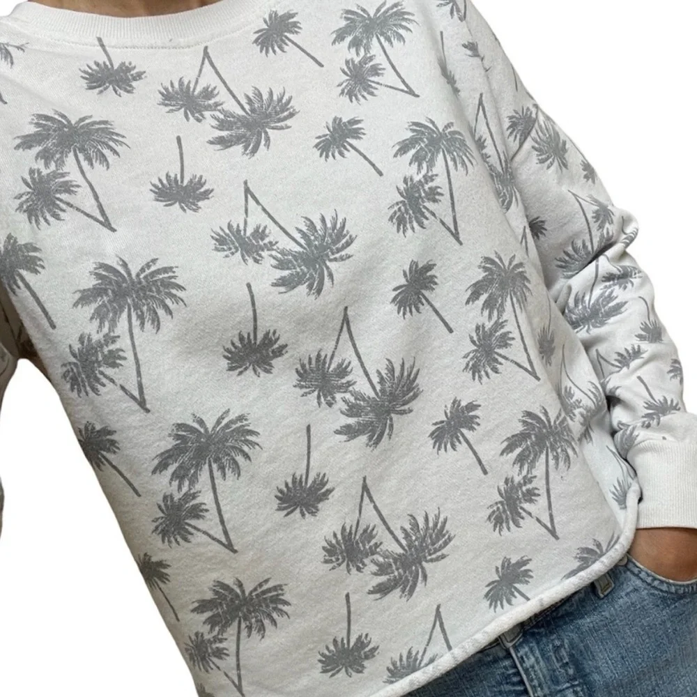 Women’s Long Sleeve Pullover Sweater Shirt Palm Tree Cropped Crop Shirt XL